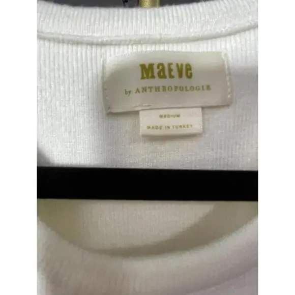 MAEVE Anthropologie  Sweater Tank Top in Ivory w/ blk bow Sz MEDIUM - Picture 3 of 3